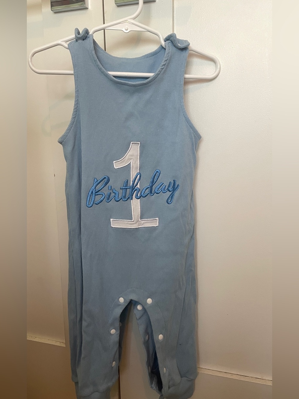 Blue '1st Birthday' Embroidered Tank Top for Kids